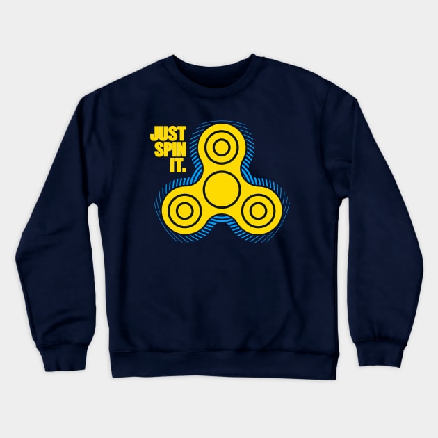 Fidget Spinner Just Spin It Azure/Yellow Crewneck Sweatshirt by CreativeWear